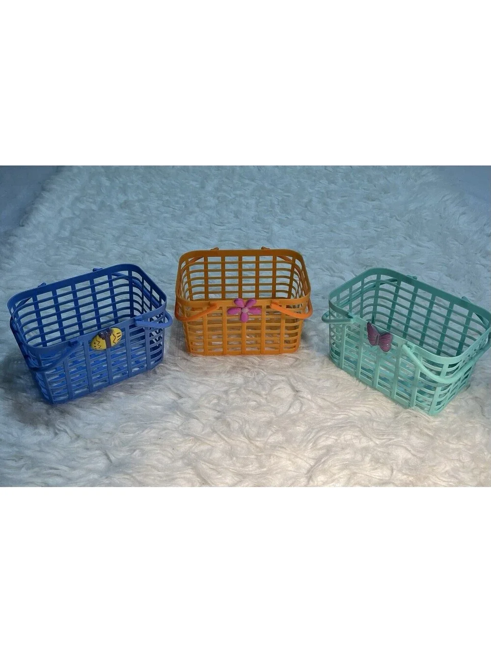 Lot of 3 Small VTG Plastic Easter Baskets w/Handles